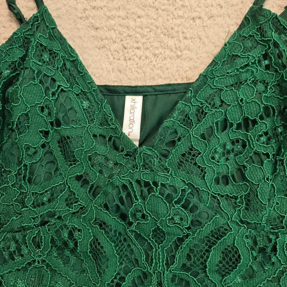 Green lace tank top cami crop top Size S by Xhilaration Y2K Whimsygoth - Picture 2 of 10